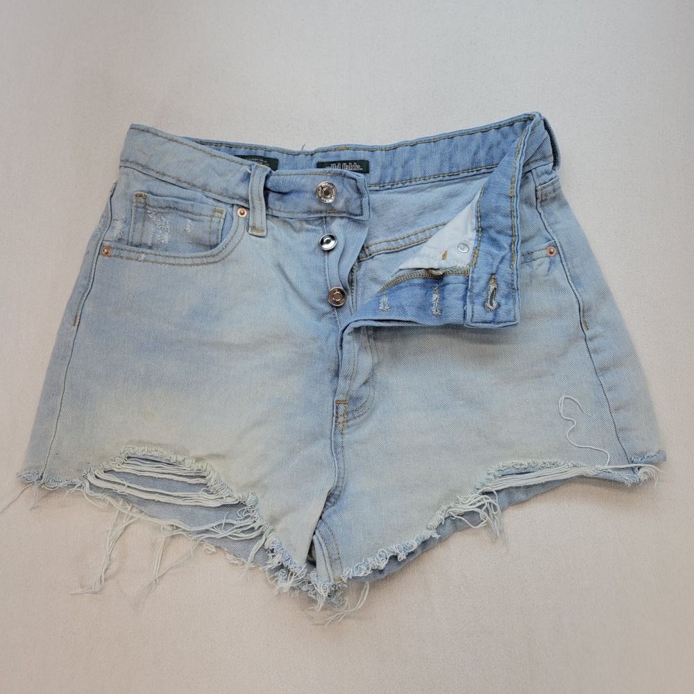 Wild Fable Jean Shorts Womens 2 Light Wash High Rise Distressed Cutoff ButtonFly